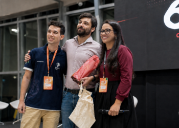 Gustavo Mendes, Dr. Thiago Daibes Padilha e Yara Santos durante evento de lançamento da parceria em Fortaleza-CE.