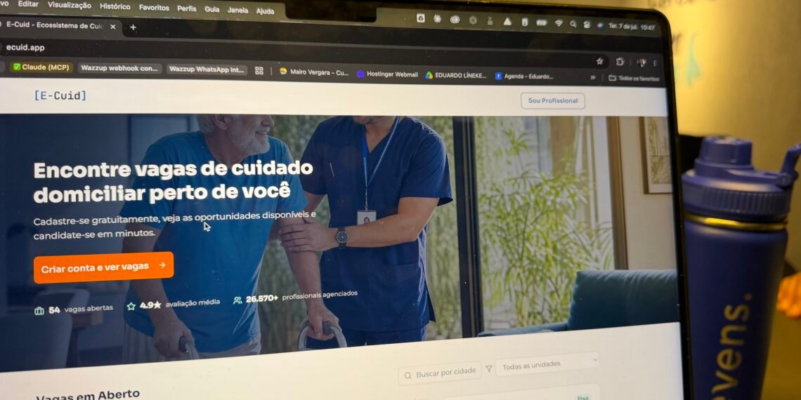 Sistema ECuid App - Vagas para Cuidadores de Idosos é um ecossistema B2B que oferece tecnologia, formação e certificação para empresas.