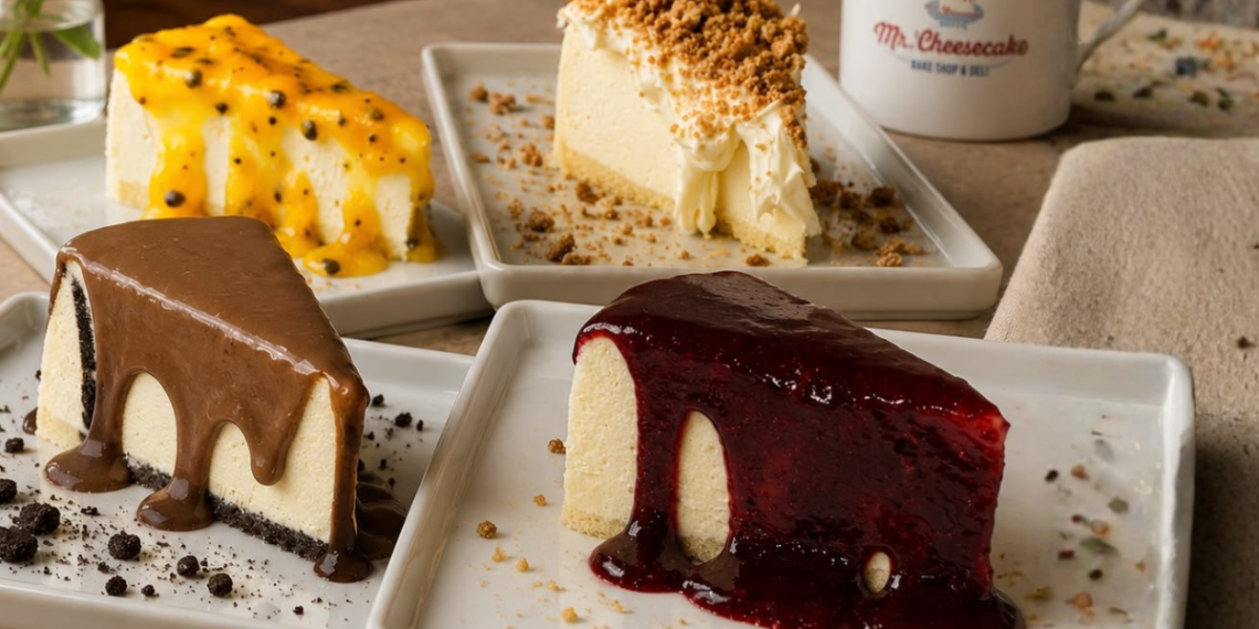 Imagem real das cheesecakes da Mr. Cheesecake Bake Shop & Deli.